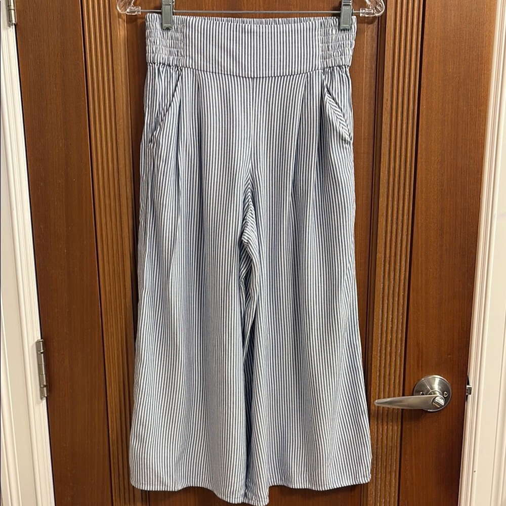 Aritzia Sunday Best Striped Blue and White Capri pants. Size XS